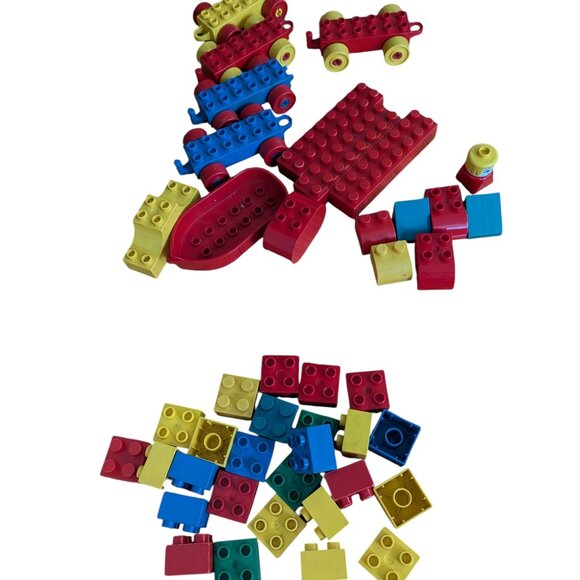 Vintage Lego Duplo Lot Train Cars Animals Plate Windows Boat People - Picture 6 of 9